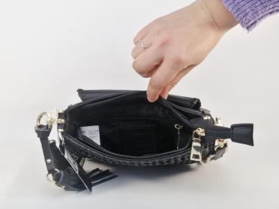 Sac à main femme cuir noir raphia tendance à pas cher en destockage CARMELA 186139