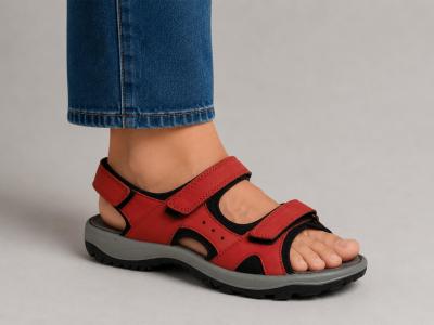 Sandale de marche femme confortable cuir rouge destockage IMAC ARA 758841