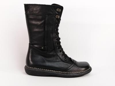 Botte en cuir noir à lacets BRAN’S 516 Fabriquée en Espagne pour femme