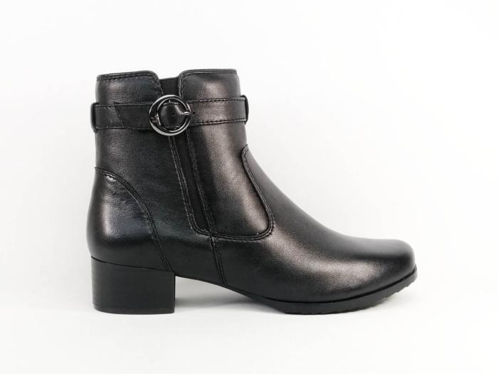 Bottine femme cuir souple noir grand confort pieds larges et sensibles CAPRICE 25420 largeur H