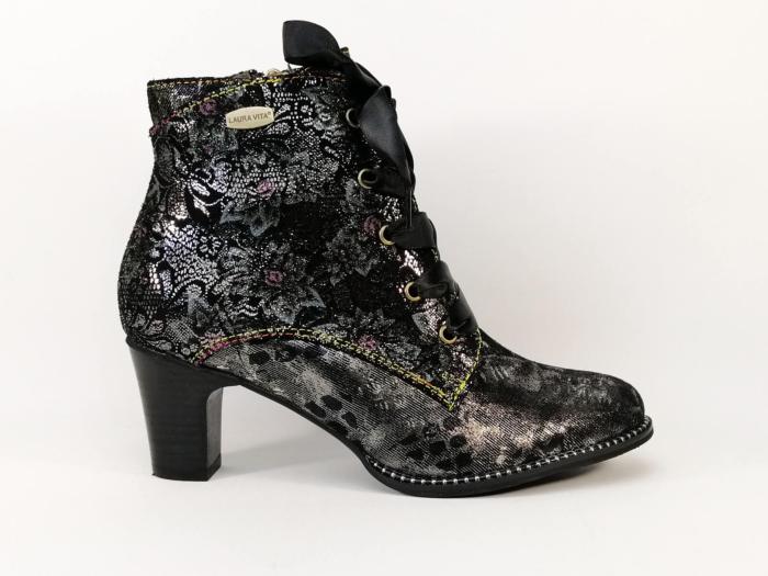 Bottine originale femme cuir noir LAURA VITA ELCODIEO 01A chic à talon