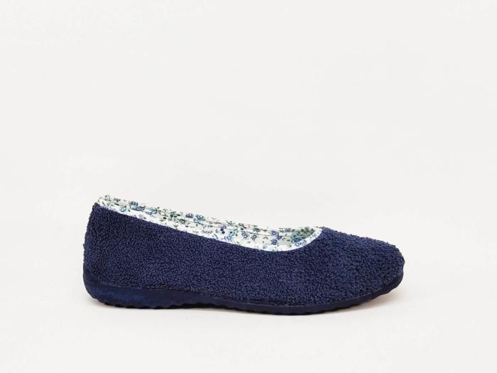 Chausson ballerine femme été pied sensible souple en éponge bleu marine SOCA 0360