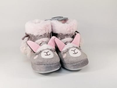 Chaussons mignons pour fille, bottillons LAMA gris/rose à velcro