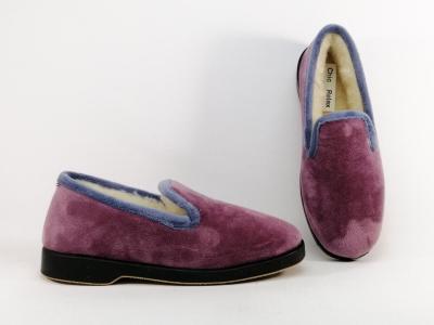 Chausson femme charentaise fourrée pure laine vieux rose CHIC & RELAX OUF cimaise