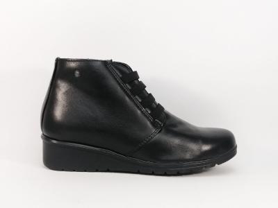 Chaussure montante femme cuir noir souple à élastiques MORAN'S Balagny 