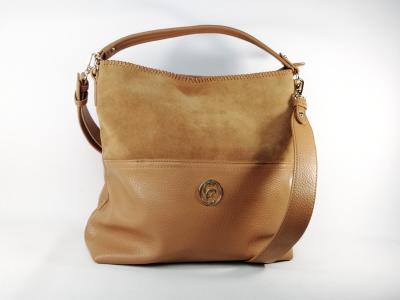 Grand sac bandouli�re femme cabas camel en destockage CARMELA 186144 pas cher