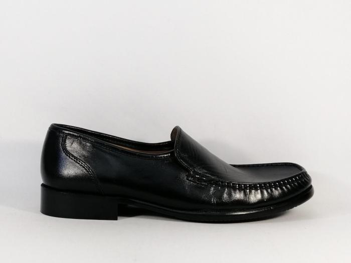 Mocassin homme tout cuir noir grand confort destockage BOISSY 985
