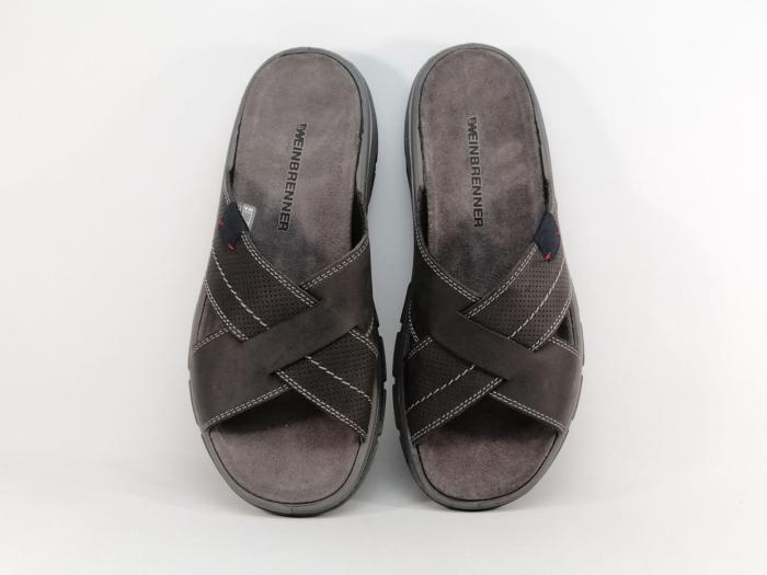 Mule homme cuir gris foncé très confortable et souple en destockage IMAC 352860