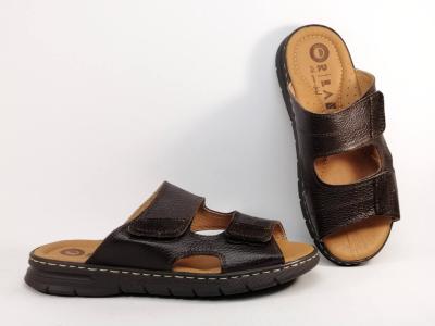 Mule homme pied large cuir souple marron confortable ORLAND 24001