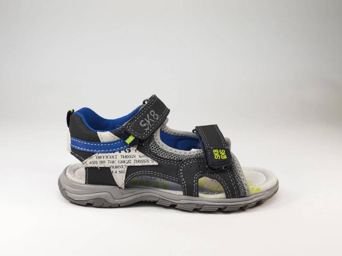 Nu-pied gris marine à scratch semelle cuir SK8 by BOPY Tchonfi pour garçons