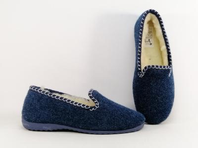 Pantoufle chaude femme fourrée laine SOCA 0340-940 bleu fabrication Espagne !