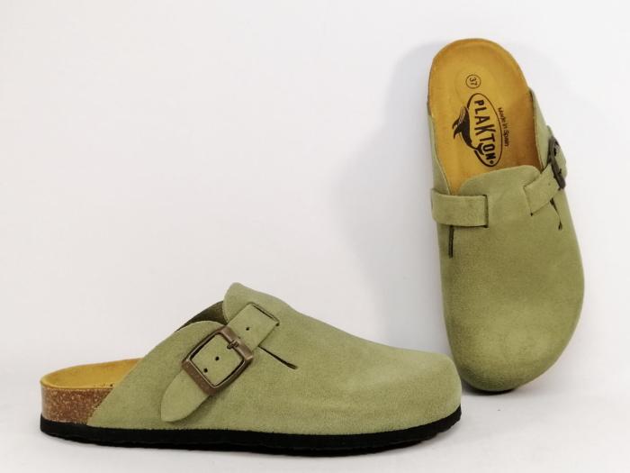Sabot femme cuir confort vert semelle à mémoire de forme PLAKTON blogg tendance