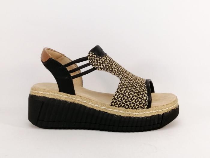 Sandale plateforme femme à élastique noire chic et confortable TOM TAILOR 9590240006
