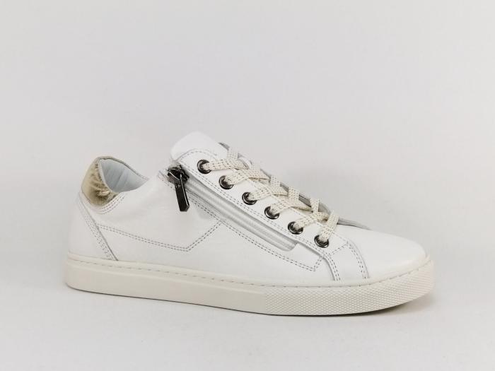 Basket femme cuir blanc souple et confortable à pas cher destockage COTEMER elkena cuir plissé effet vieilli