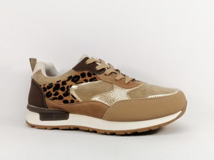 Basket grande taille femme chic camel leopard CINK ME DML-351 à pas cher