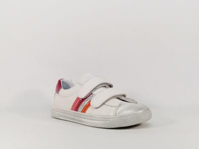 Basket fille en cuir blanc  velcro Destockage BOPY Starmavel