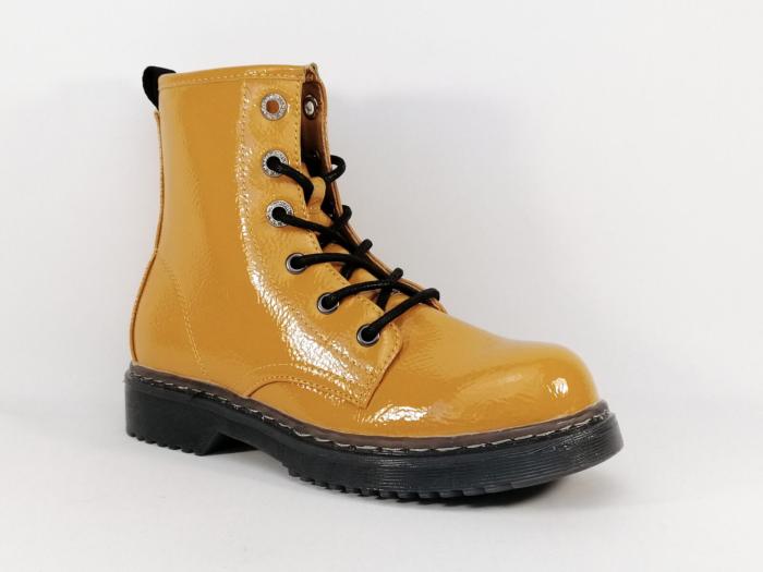 Boots style rangers vernis jaune SUPREMO 2123201 pour femme
