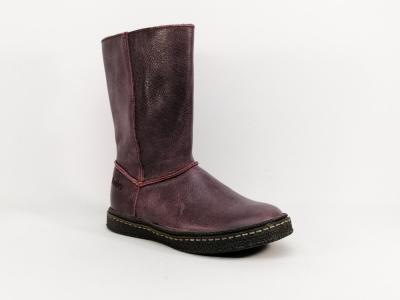 Botte fille tout cuir bordeaux destockage RAMDAM cracovie  pas cher