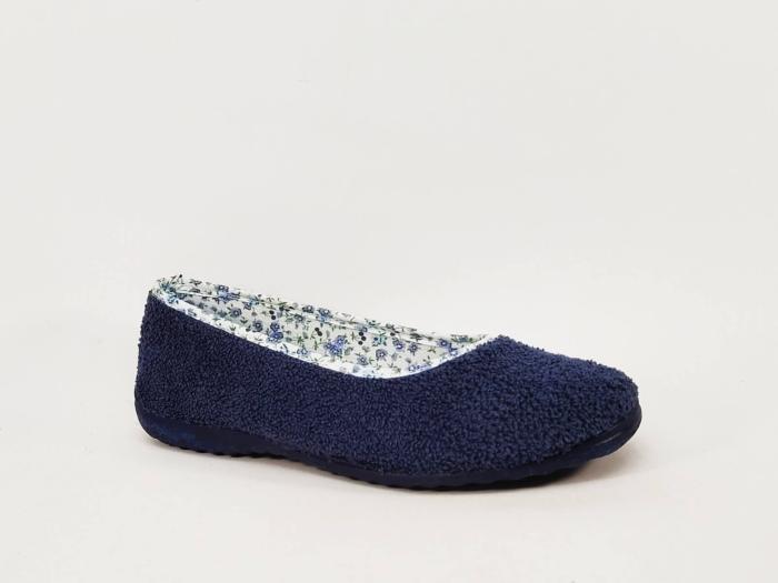 Chausson ballerine femme été pied sensible souple en éponge bleu marine SOCA 0360