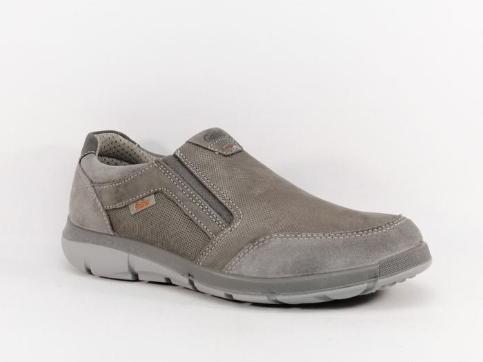 Chaussure homme sans lacets cuir gris confortable à élastiques en destockage IMAC GALLUS yann
