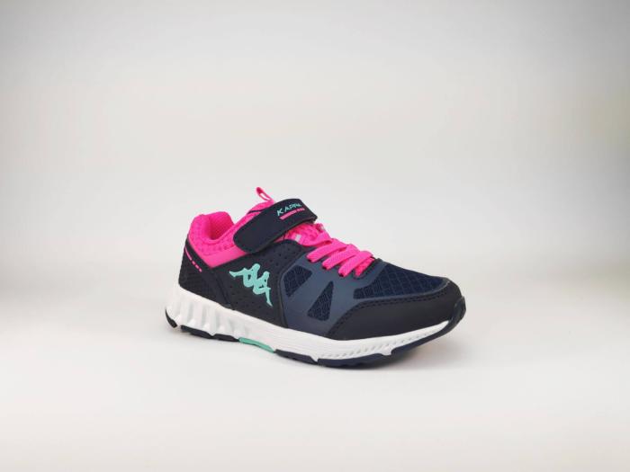 Basket de sport marine et rose velcro et élastique fille KAPPA Birdy Ev