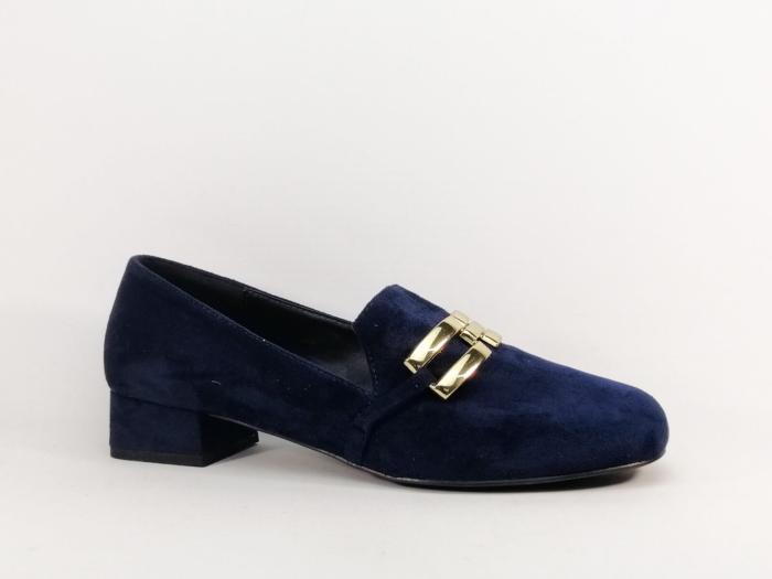 Mocassins femme grande taille marine à talon chic destockage ANDRES MACHADO AM5715 à pas cher