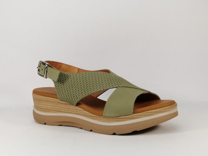 Sandale confortable cuir kaki PAULA URBAN 2-88 fabrication Espagne pour femme