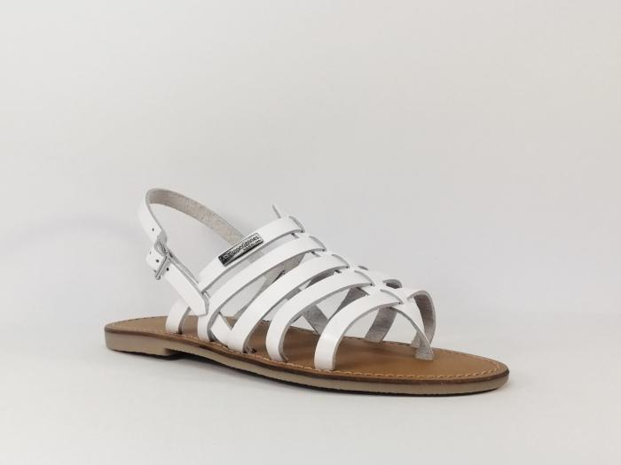 Sandale tout cuir blanc destockage TROPEZIENNES Herilo pour femme