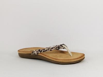 Tong femme chic semelle confortable à pas cher MORAN'S kihan noir beige leopard