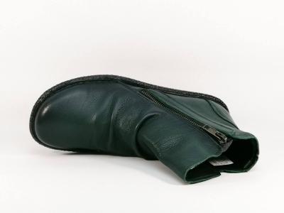 Bottine femme cuir souple vert foncé confortable et tendance BRAN'S 13260