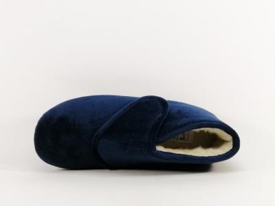 Chausson montant femme fourré laine à velcro SOCA 0471 marine chaud et confortable