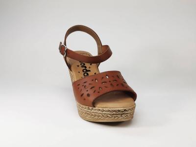 Sandale cuir camel à talon tendance et confort JORDANA 3350 pour femme