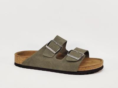 Claquette homme cuir kaki confortable tendance à pas cher TERRE DE MARINS bartino