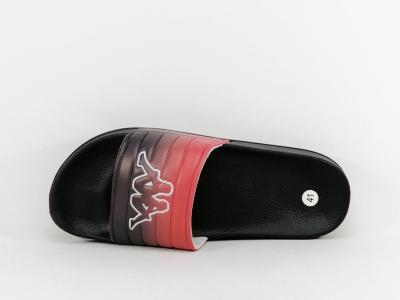 Claquette de plage homme à pas cher noir rouge tendance destockage KAPPA logo noles