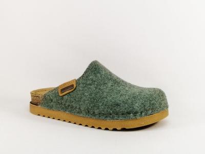 Sabot femme feutre recyclé vert CHIC & RELAX mozara semelle cuir confortable