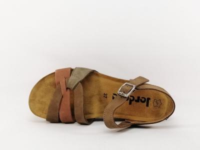 Sandale confortable compensée cuir taupe femme JORDANA 2897