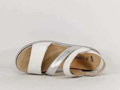 Sandale femme semelle amovible grand confort chic cuir blanc argent CAPRICE 28716 pieds larges