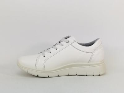 Basket blanche femme cuir souple confortable chic fermeture éclair et lacets destockage IMAC 756277