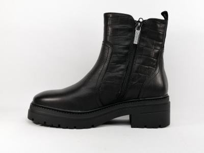 Bottine en cuir noir de qualité à talon CARMELA 68084 femme en destockage