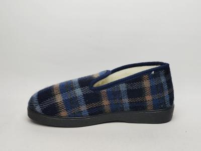 Charentaise homme chausson fourré en laine NOCTIS Bonsoir à pas cher marine à carreaux