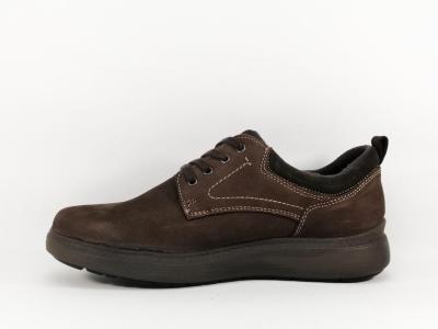 Chaussure homme confort pied large cuir marron destockage IMAC 252608