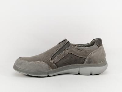 Chaussure homme sans lacets cuir gris confortable à élastiques en destockage IMAC GALLUS yann