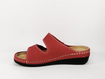 Mule confort femme en cuir rouge TAMARIS 27510 pieds larges et sensibles