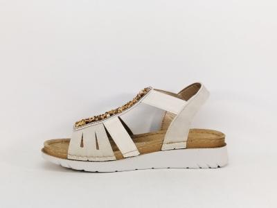 Sandale élastique femme chic confortable semelle cuir souple MORAN'S akora à pas cher beige