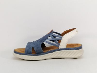 Sandale femme à élastiques confortable bleu jean semelle mémoire de forme ROMIKA 74R009200800