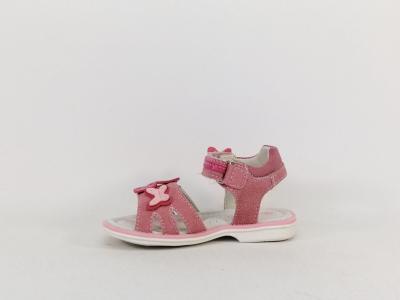 Sandale fille cuir rose confortable chic à pas cher en destockage HAPPY BEE B144594