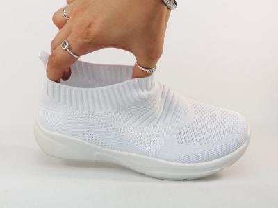 Basket sans lacets femme toile blanche souple et confortable SUREDELLE BG-20 à pas cher