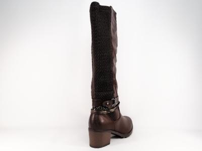 Botte simili cuir marron élastiques destockage RELIFE Gycleo 19801B femme