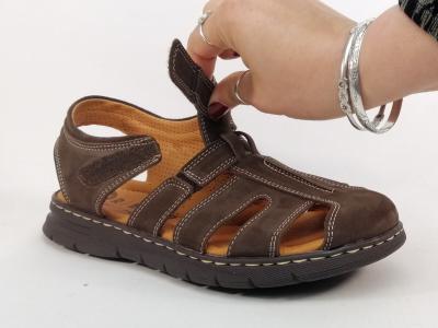 Sandale homme confortable cuir marron souple ORLAND 24023 fabrication Portugal