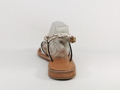 Sandale plate cuir blanc or destockage TROPEZIENNES Monatres pour femme